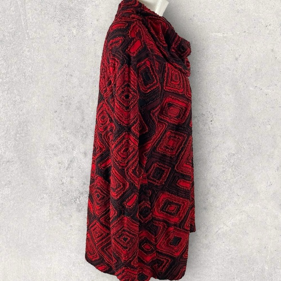 Ali Miles Sweater Womens Large Red Black Cowl Sleeve Art To Wear A99 - Picture 6 of 12
